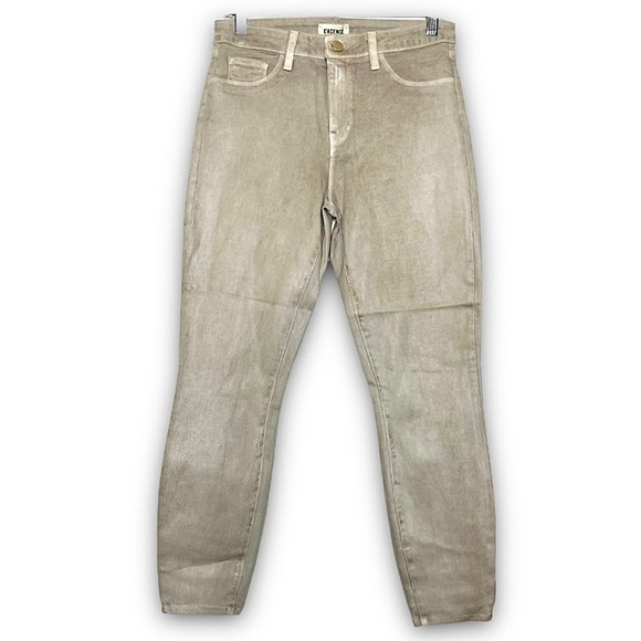 NEW L'AGENCE Margot Skinny Jeans Ankle Crop High
Waist Glitter Coated Denim 24 - Picture 5 of 12